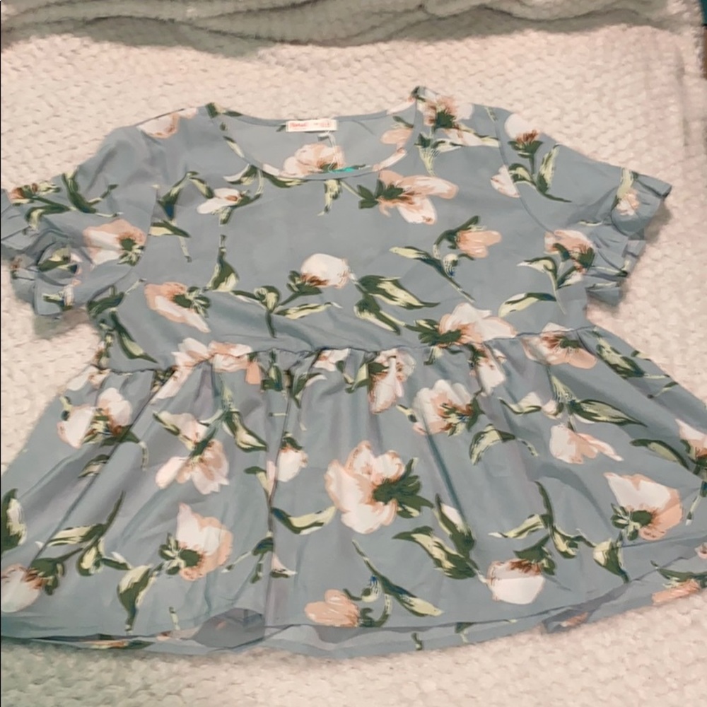 Blue Floral Blouse